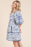 GEE116 - BLUE PRINT MINI DRESS -