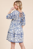 GEE116 - BLUE PRINT MINI DRESS -