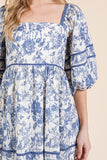 GEE116 - BLUE PRINT MINI DRESS -