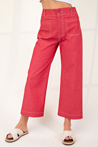 GIG108 - RED CROPPED WIDELEG -
