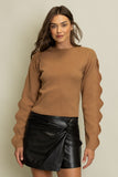 HAY106 - MOCHA SWEATER W/SCALLOPS