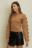 HAY106 - MOCHA SWEATER W/SCALLOPS