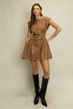 HAY108 - FAUX LEATHER MINI DRESS