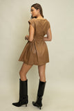 HAY108 - FAUX LEATHER MINI DRESS