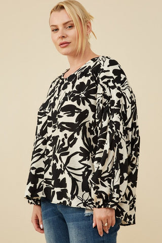 HAY110 - CURVY BLACK & WHITE PRINT TOP