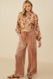 HAY111 - BROWN WIDE LEG TENCEL PANT