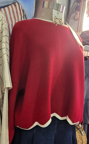EES133 - RED SWEATER W/WHITE TRIM -