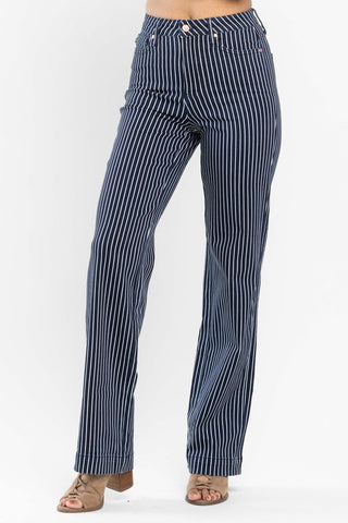 JB135 - REG/CURVY TUMMY CONTROL STRIPED STRAIGHT JEANS