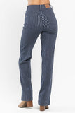 JB135 - REG/CURVY TUMMY CONTROL STRIPED STRAIGHT JEANS