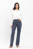 JB135 - REG/CURVY TUMMY CONTROL STRIPED STRAIGHT JEANS