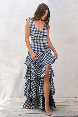 JBJ104 - GINGHAM TIERED DRESS