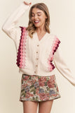 JNN102 - RUFFLE BUTTON DOWN SWEATER