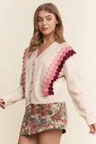 JNN102 - RUFFLE BUTTON DOWN SWEATER