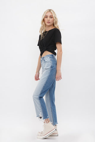 MIC101 - COLORBLOCK CROP JEANS