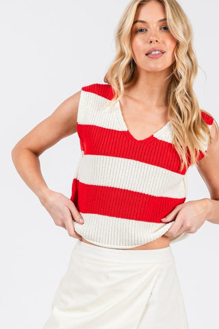 MIT105 - STRIPED VNECK SWEATER -