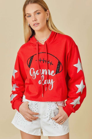 MS104 - SEQUIN CROP HOODIE -
