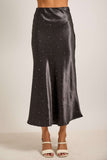 MS117 - BLACK SATIN/RHINESTONE SKIRT