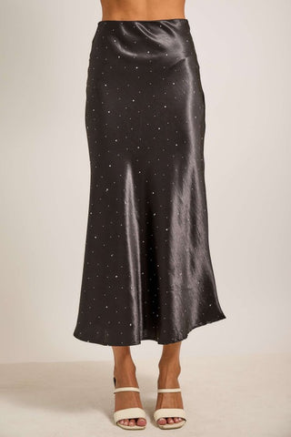 MS117 - BLACK SATIN/RHINESTONE SKIRT