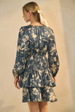 ODD109 - BLUE FLORAL PEPLUM DRESS -