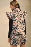 ODD110 -  BLUE FLORAL QUILTED VEST -