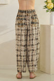OLI109 - PLAID WIDE LEG PANTS