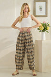 OLI109 - PLAID WIDE LEG PANTS