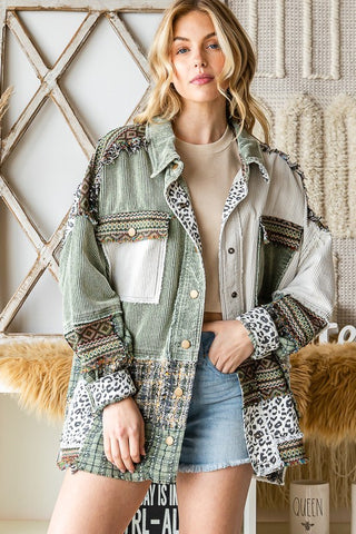 OLI110 - OLIVE BLOCKED JACKET -