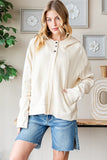 OLI111 - CREAM WAFFLE ZIP UP -