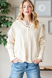 OLI111 - CREAM WAFFLE ZIP UP -