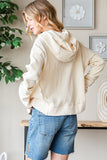 OLI111 - CREAM WAFFLE ZIP UP -