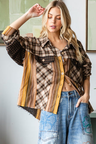OLI117 - OLIVE PLAID SHIRT -