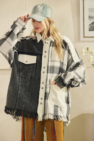 OLI119 - BLK/WHT MIX SHACKET