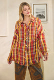 OLI121 - ORANGE/RED PLAID SHACKET