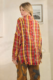 OLI121 - ORANGE/RED PLAID SHACKET
