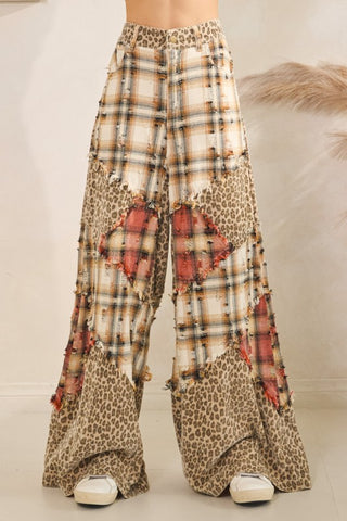OLI126 - PLAID/LEOPARD PANTS -