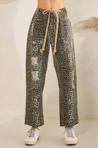 OLI129 - DISTRESSED LEOPARD PANT