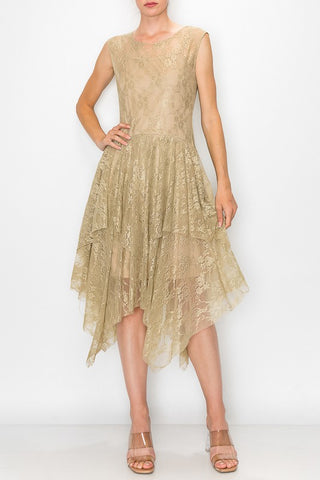 ORI103 - TAUPE LACE DRESS