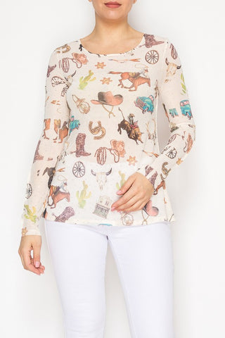 ORI113 - SPARKLE WESTERN MESH TOP