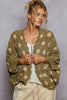 POL131 - OLIVE FLORAL CROCHET CARDIGAN