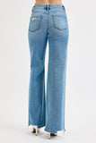 RIS112 - DISTRESS KNEE WIDE LEG JEAN -