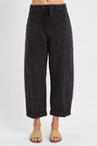 RIS113 - BLACK BARREL CARGO PANTS -