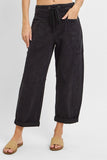 RIS113 - BLACK BARREL CARGO PANTS -