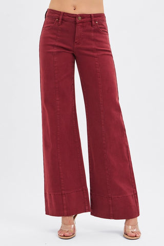 RIS114 - WINE WIDE LEG JEAN