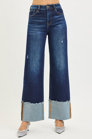 RIS117(2) - HR WIDE CUFF JEANS DARK