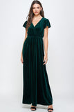 SBS101 - VELVET MAXI DRESS FOREST