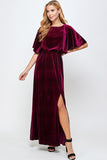 SBS102 - BURGUNDY VELVET MAXI DRESS