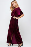SBS102 - BURGUNDY VELVET MAXI DRESS