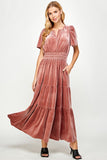 SBS103 - TIERED VELVET MAXI DRESS