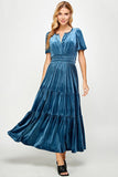 SBS103 - TIERED VELVET MAXI DRESS
