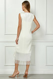 SBS105 - CREAM FRINGE DRESS